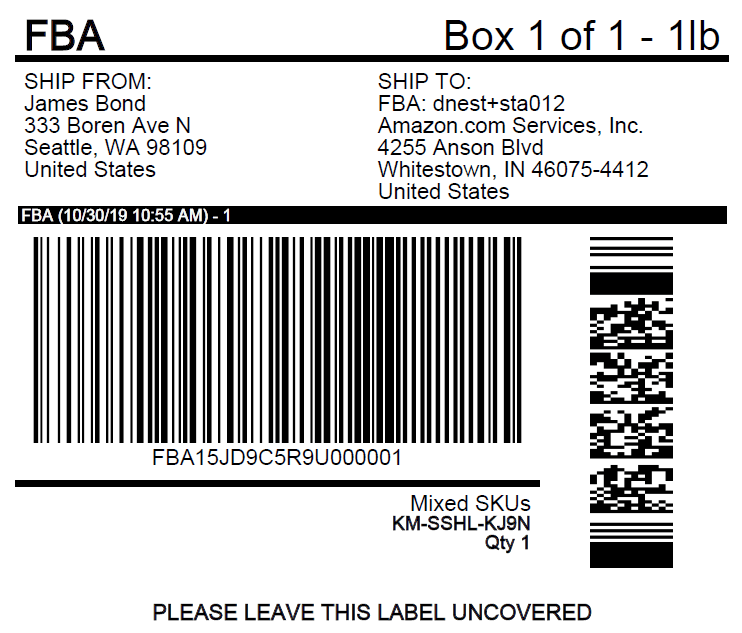  FBA shipment label