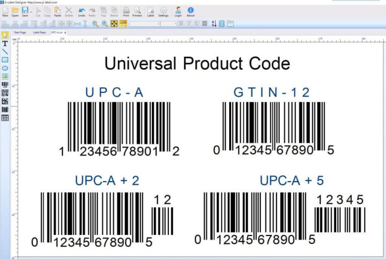 Upc Label Example UPC barcode template download – E-Label Designer Software
